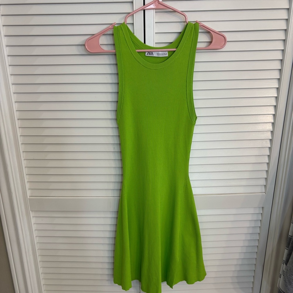 Neon green Zara dress, fits small and med